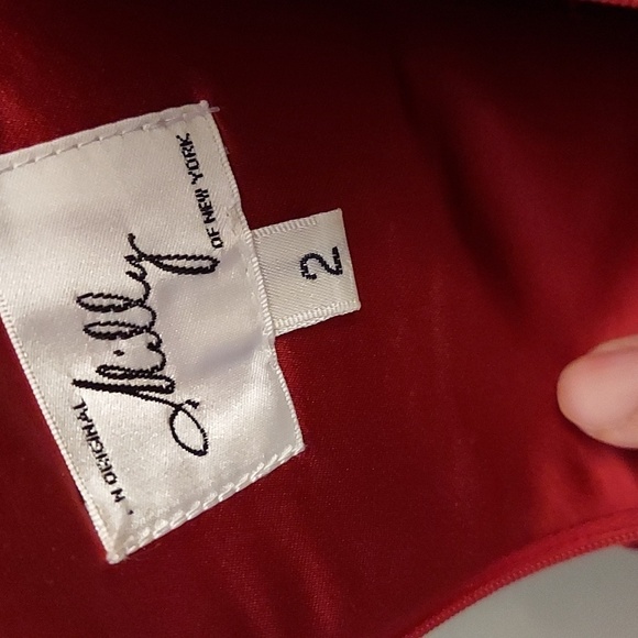 MILLY Ruby Red Sweetheart Silk Dress - Picture 8 of 16